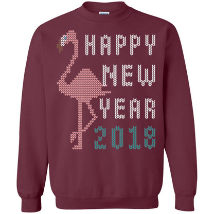 Happy New Year 2018 T-shirt Pink Flamingo Maroon