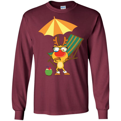 Dabbing Reindeer With Sunglasses Celebrate Xmas In July 2018 Shirt Maroon