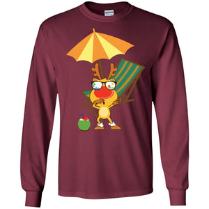 Dabbing Reindeer With Sunglasses Celebrate Xmas In July 2018 ShirtG240 Gildan LS Ultra Cotton T-Shirt