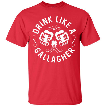 Drink Like A Gallagher Green Irish St. Patty_s T-shirt Red