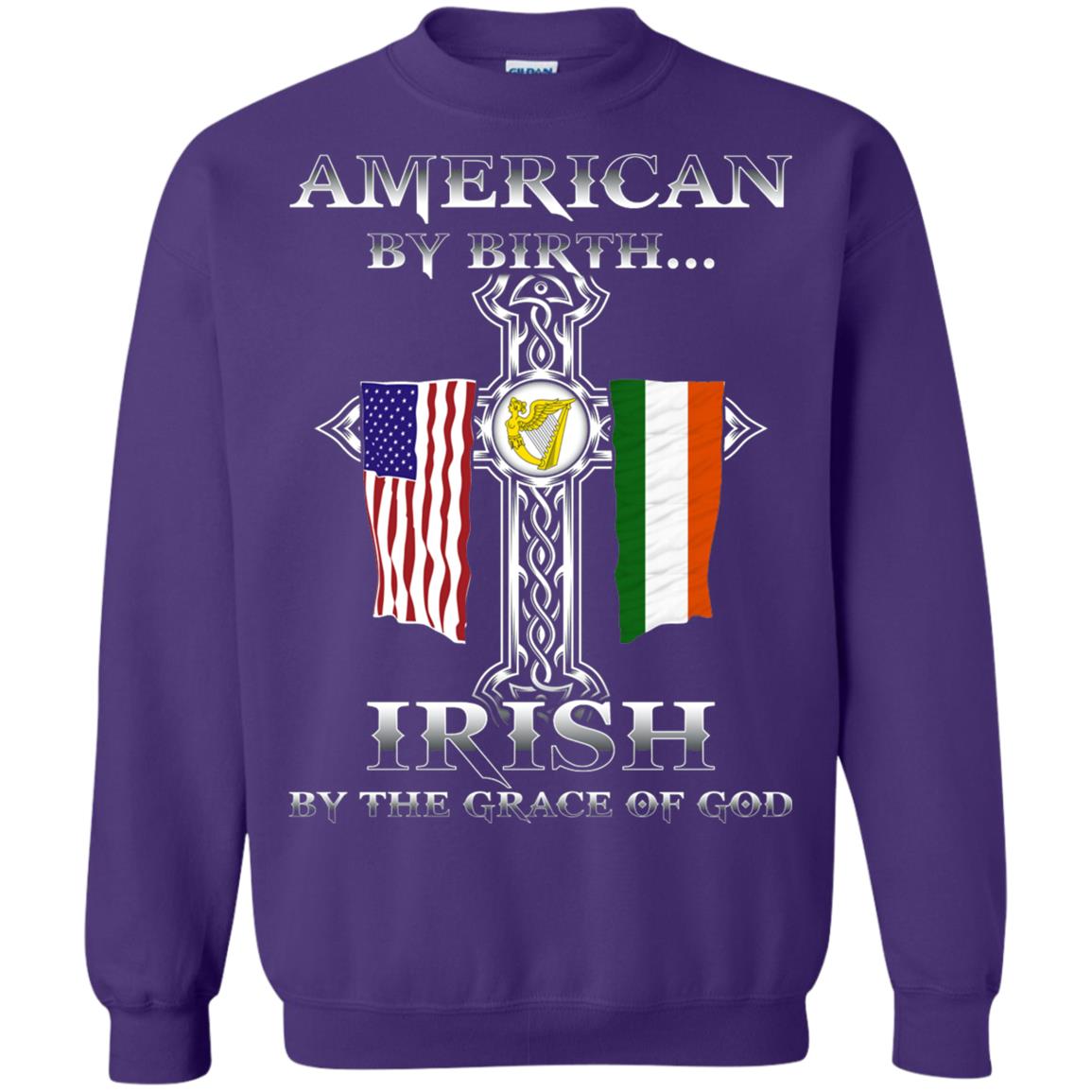 American By Birth Irish By The Grace Of God T-shirt Purple