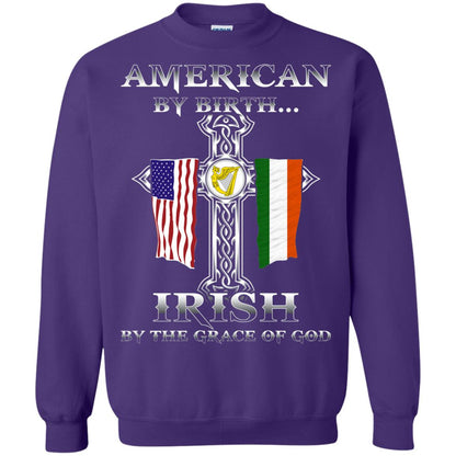 American By Birth Irish By The Grace Of God T-shirt Purple