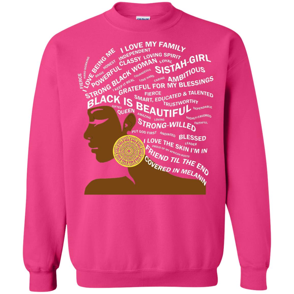Black Is Beautiful Black History Month Word Art T-shirt Heliconia