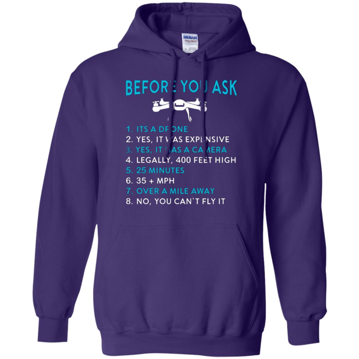 Funny Drone T-shirt Before You Ask Purple