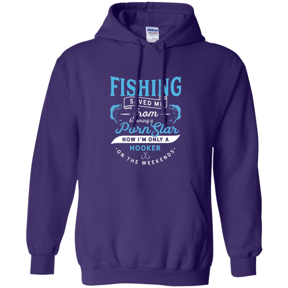 Funny Fishing Tshirts Im Only A Hooker On The Weekends Purple