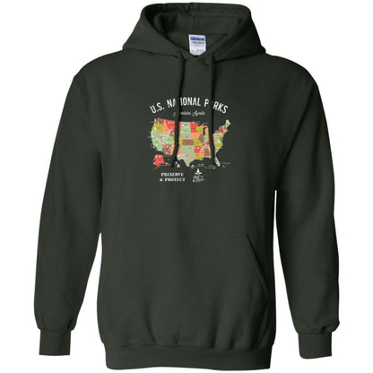 Hiking Camping T-shirt National Park Map Vintage T-shirt Forest Green