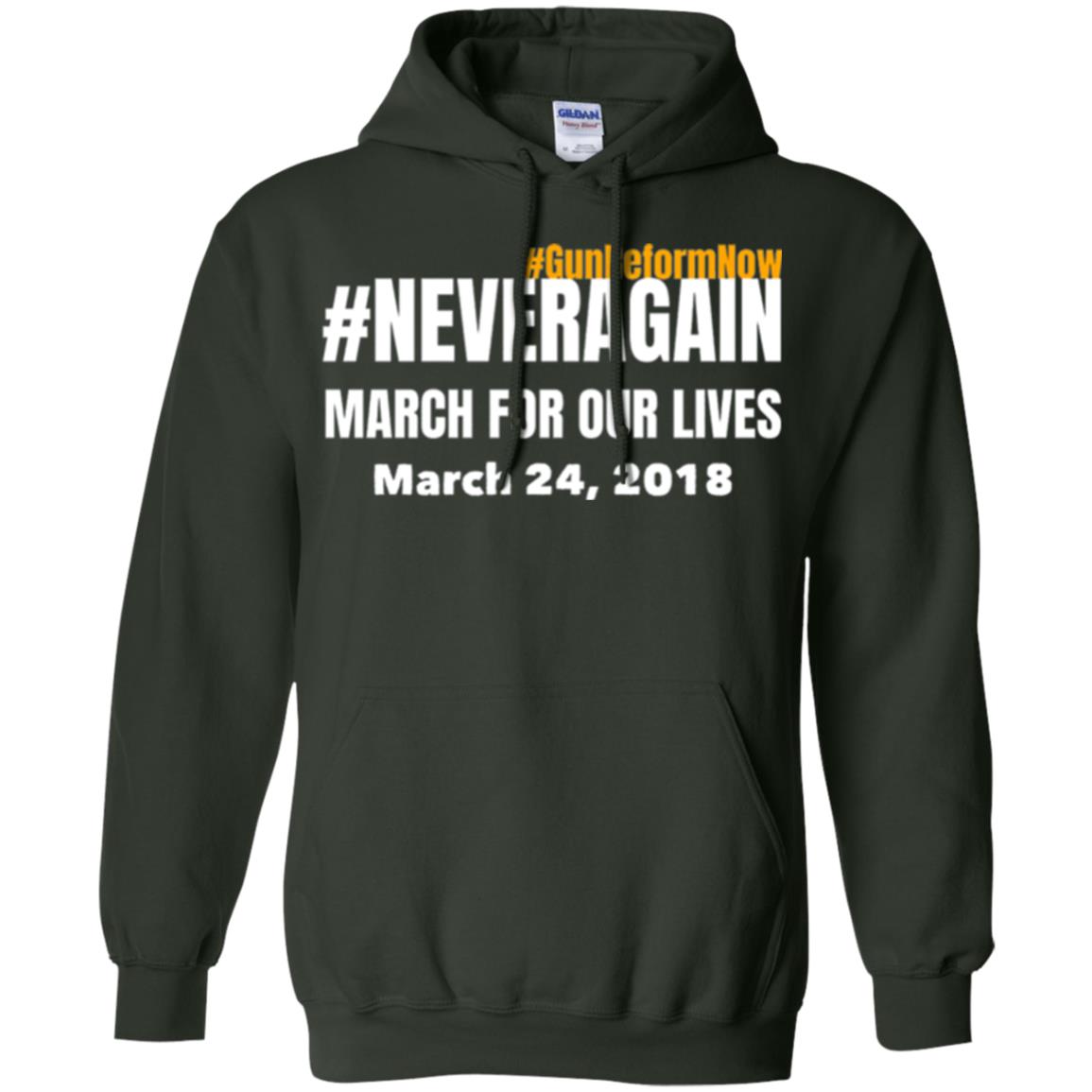 March For Our Lives Never Again Anti Gun T-shirt Forest Green