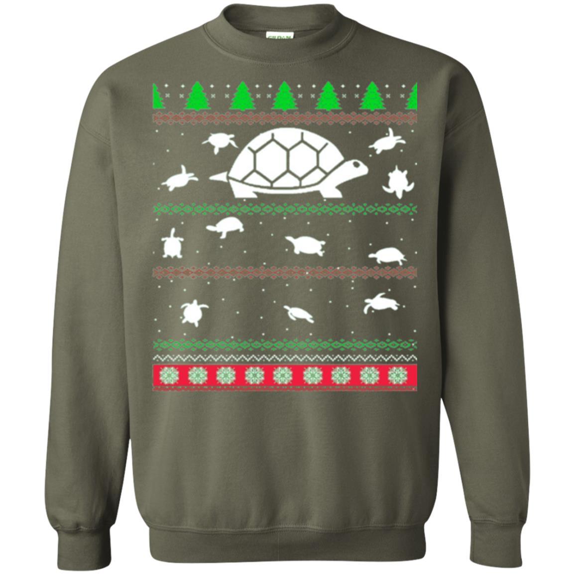 Christmas T-shirt Turtle Lover Merry Christmas Military Green
