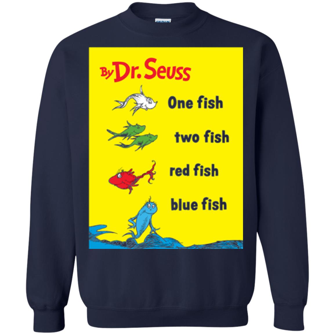 Dr. Seuss One Fish Two Fish Book Lover T-shirt Navy