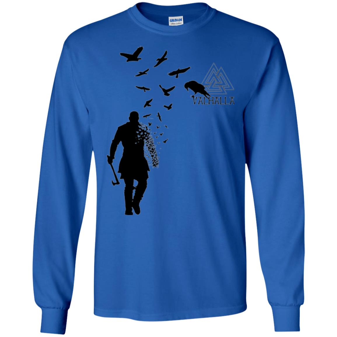 Vikings Axe Ragnar Lothbrok Flock Of Ravens Valhalla Symbol T-shirt Royal