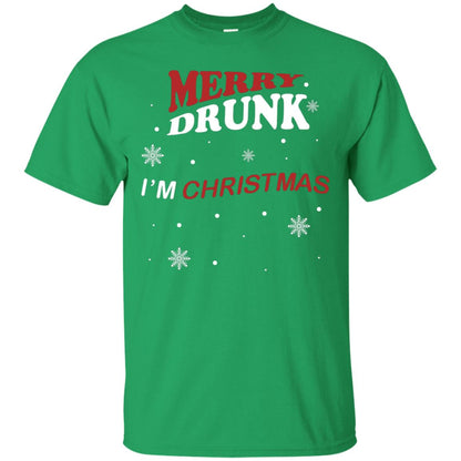 Merry Drunk I'm Christmas I'm Drunk Funny Drunken X-mas Shirt Irish Green