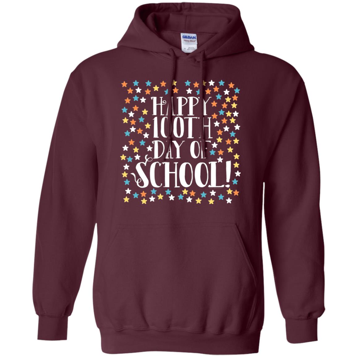 Teacher T-shirt Happy 100th Day Of School 100 Stars Maroon