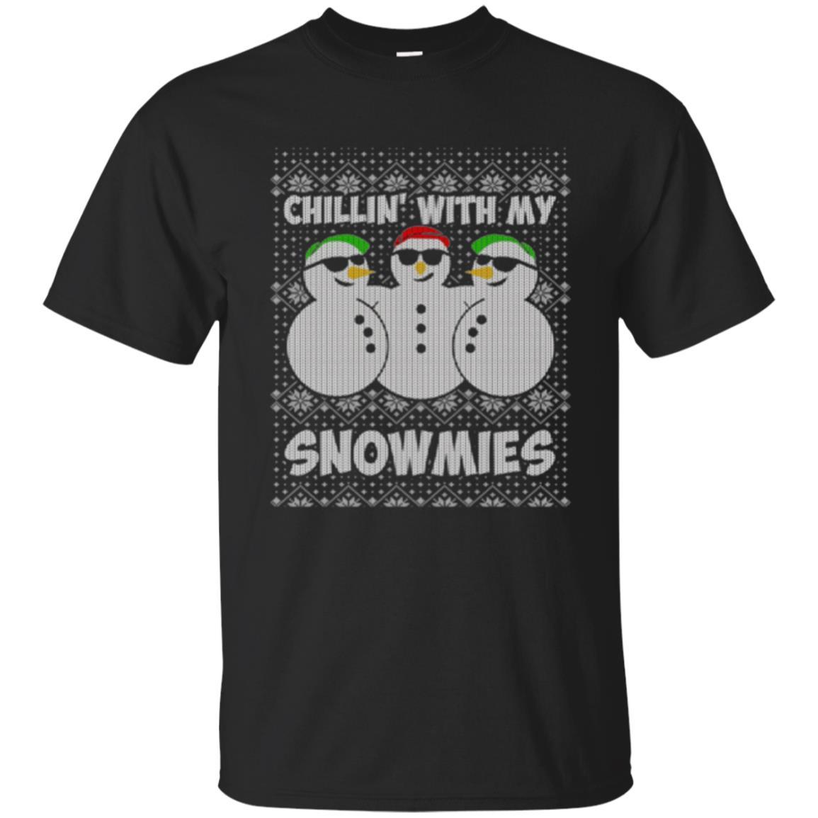 Christmas T-shirt Chillin With My Snowmies Black