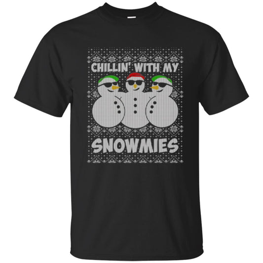 Christmas T-shirt Chillin With My Snowmies Black