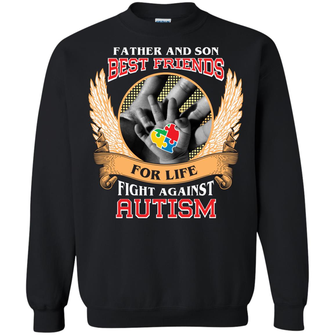 Autism Awareness T-shirt Father And Son Best Friends Black