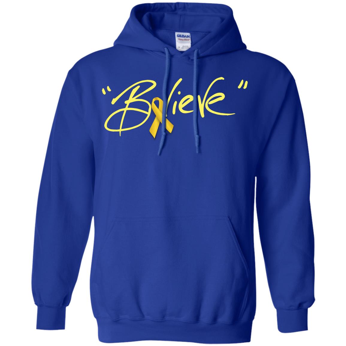 Childhood Cancer Awareness Shirt Gold Ribbon Believe Royal