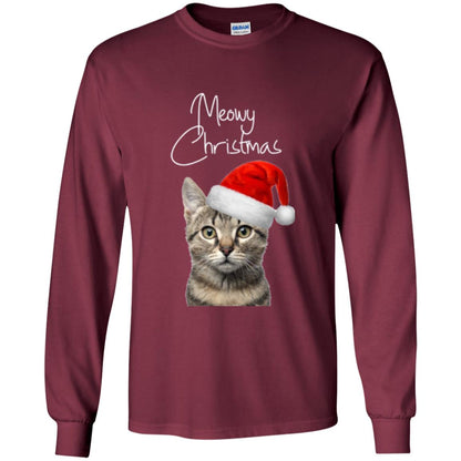 Cat Lovers T-shirt Merry Christmas Maroon