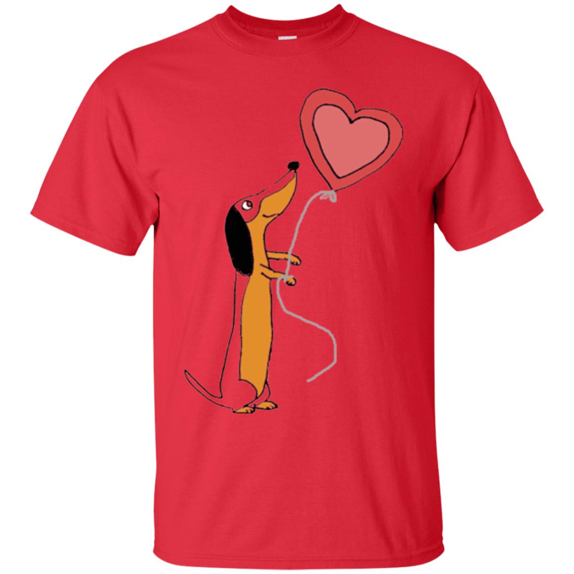 Valentine_s Day T-shirt Cute Dachshund With Heart Balloon Red