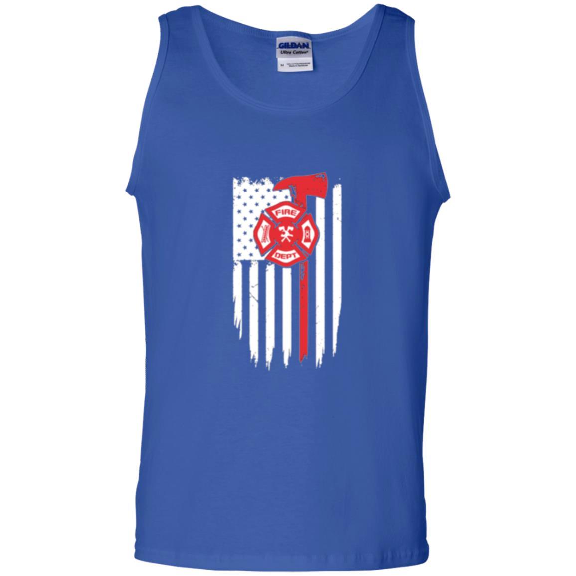 Firefighter T-shirt American Flag Proud Of Us Fireman Royal