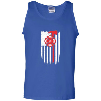 Firefighter T-shirt American Flag Proud Of Us Fireman Royal