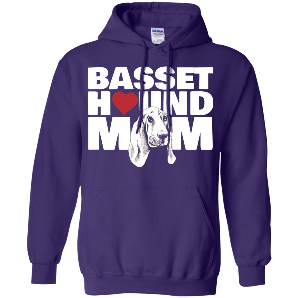 Basset Hound Mom Heart T-shirt Purple