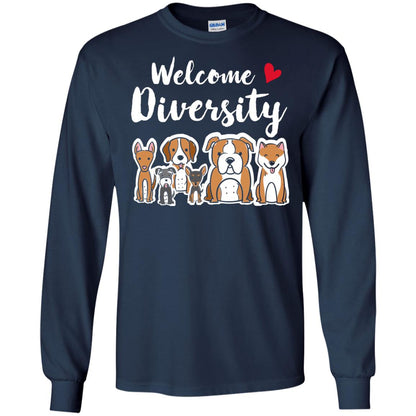 Dog Lover T-shirt Welcome Diversity Navy