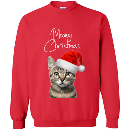 Cat Lovers T-shirt Merry Christmas Red