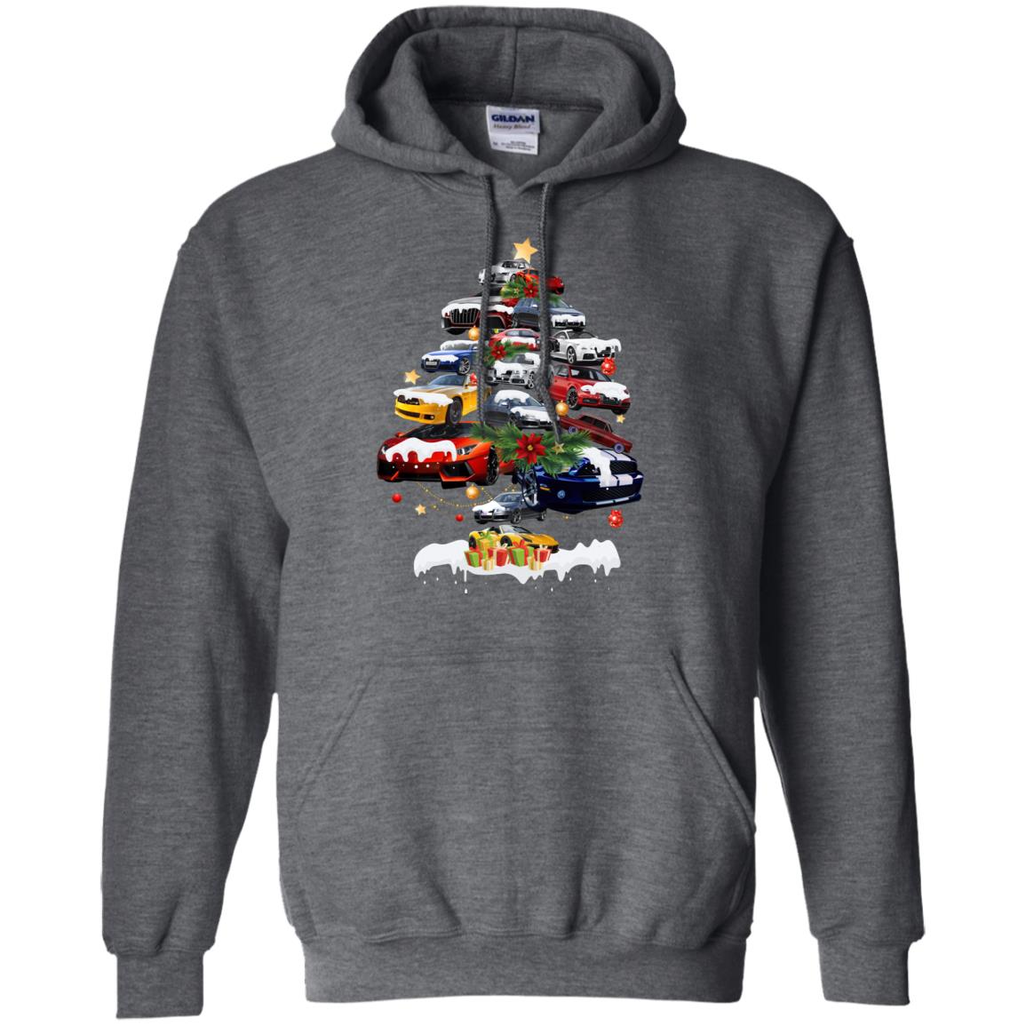 Cars Christmas Tree X-mas Gift Shirt For Mens Or Womens Dark Heather