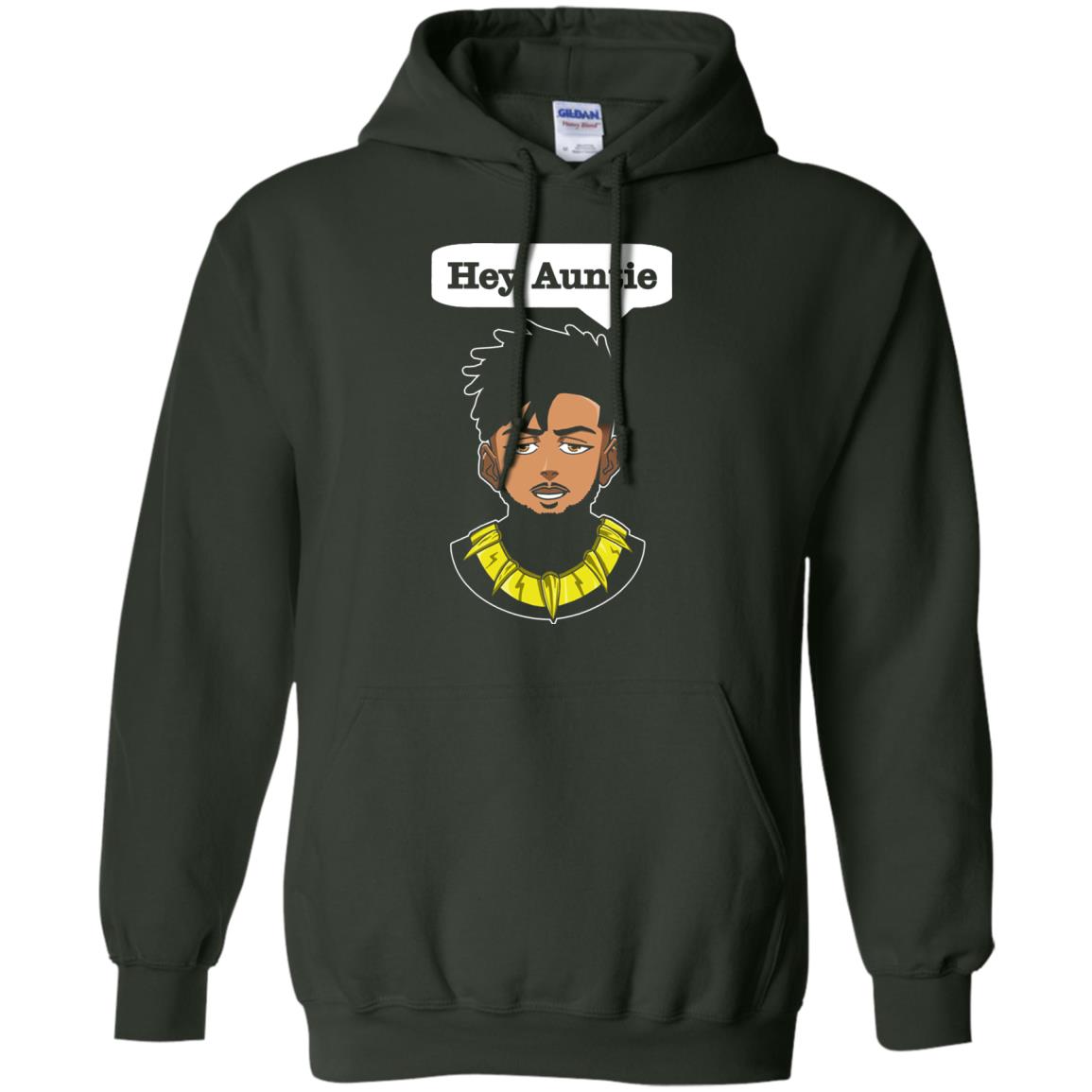 Hey Auntie Funny Saying Shirt For Black Panther Fan Forest Green
