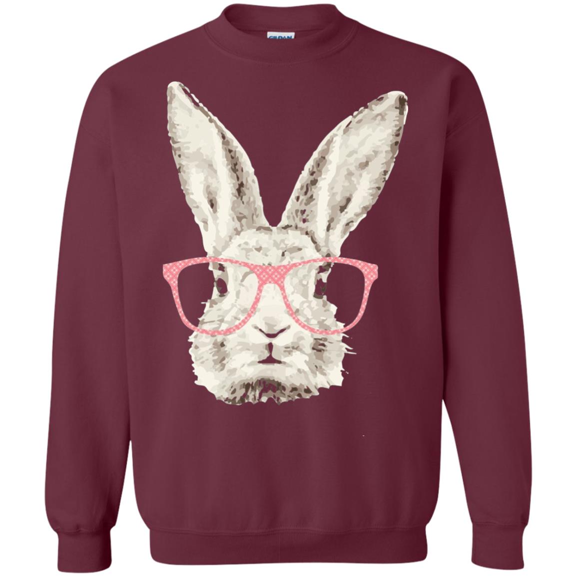 Easter Bunny Rabbit Pink Glasses Funny Hipster Shirt Maroon