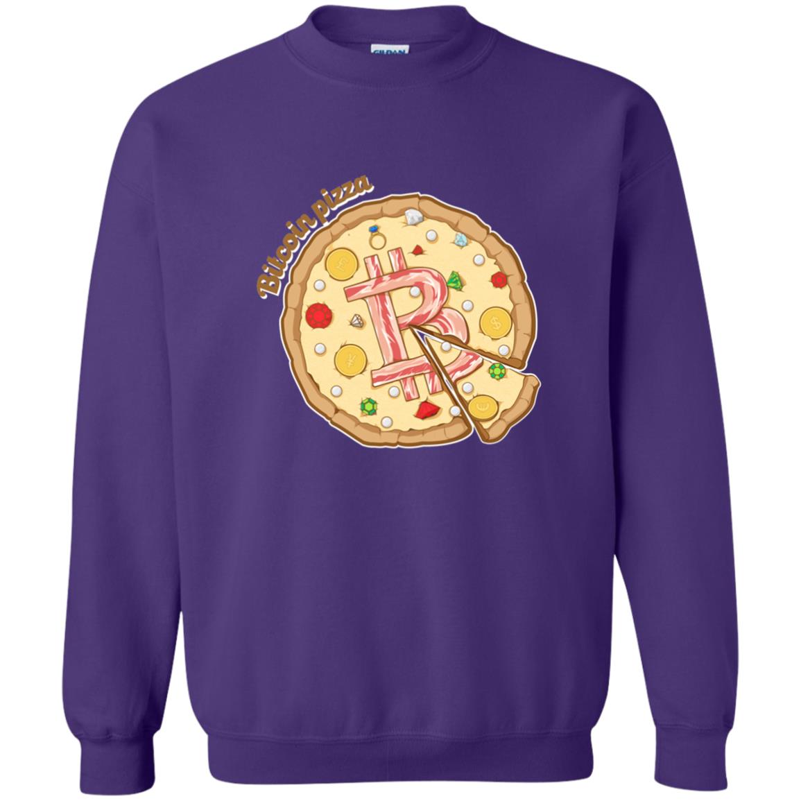 Funny Bitcoin Pizza T-shirt Crypto Currency Purple