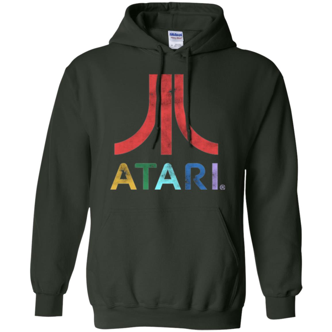 Colorful Retro Atari Gaming Logo T-shirt Forest Green