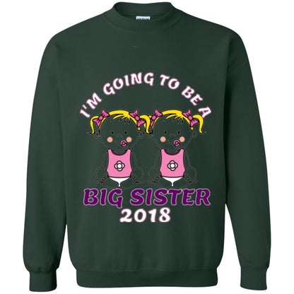 Family T-shirt I_m Going To Be A Big Sister Of Twins 2018 Forest Green