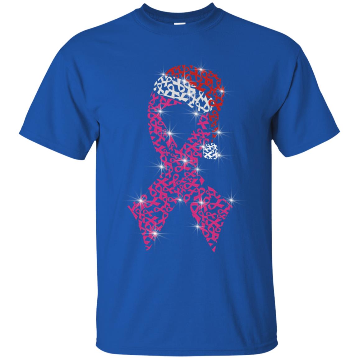 Pink Ribbon With Santa Hat Breast Cancer Awareness X-mas Gift Shirt Royal