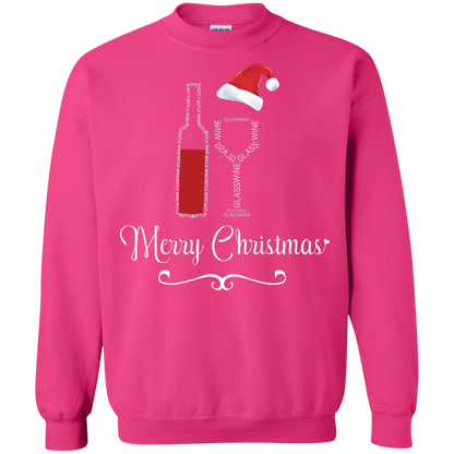 Christmas T-shirt Merry Christmas With Wine Botle And Glass Wine Heliconia