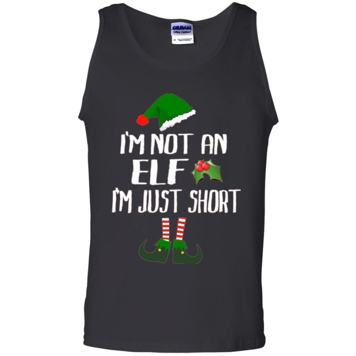 Funny Christmas T-shirt I_m Not An Elf I_m Just Short Black