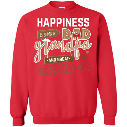 Happiness Is Being A Dad Grandpa And Great Grandpa Shirt Red