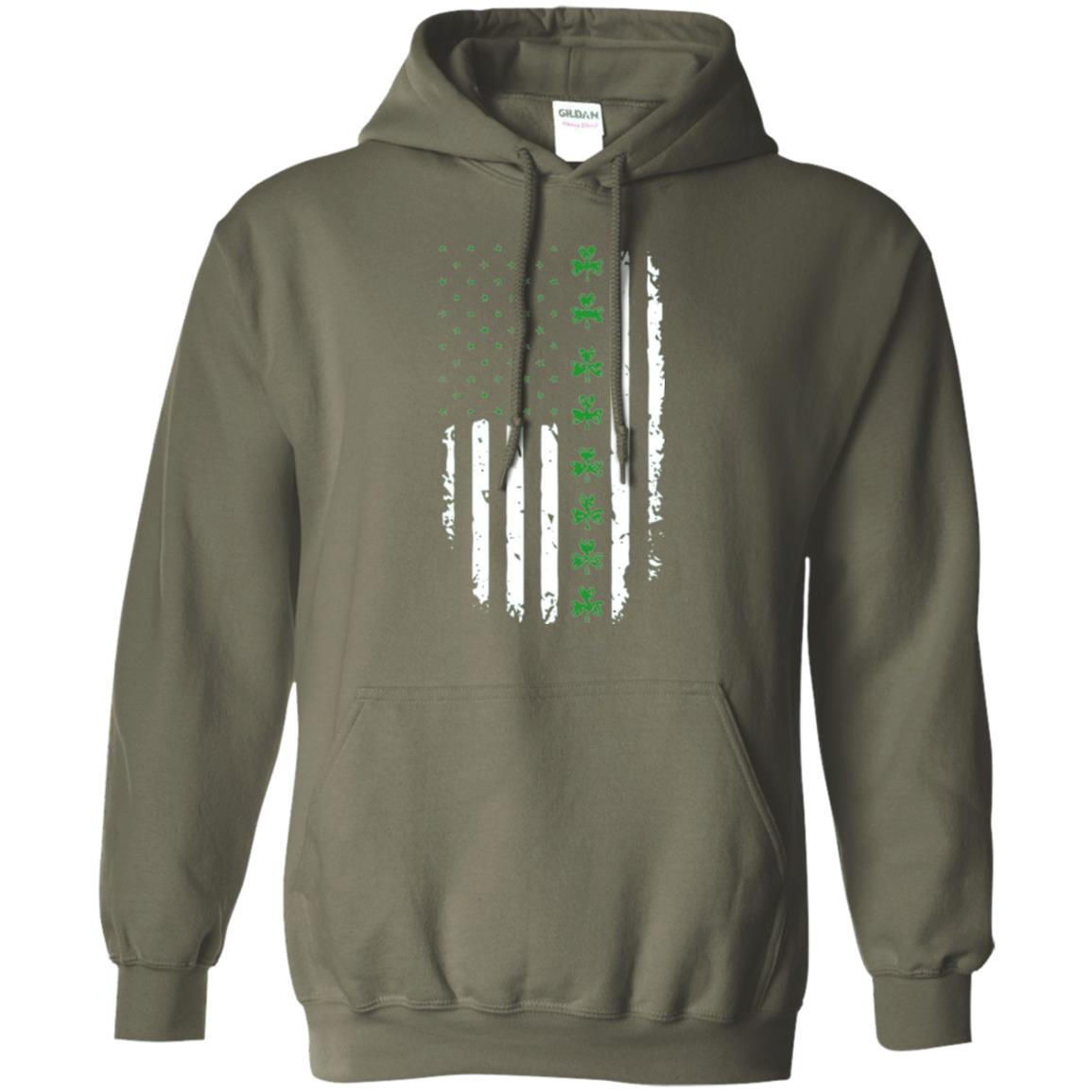 Irish American Flag St. Patrick_s Day T-shirt Military Green