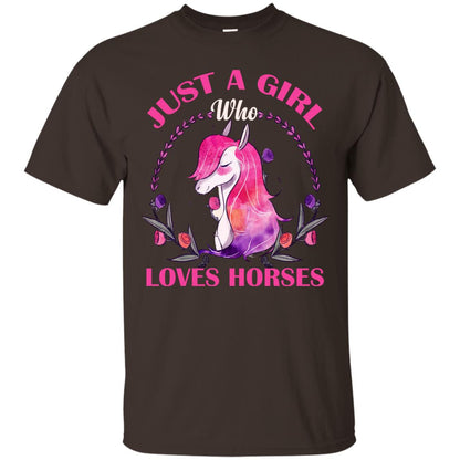 Just A Girl Who Loves Horses Lovely Horses Gift Shirt For Girls Dark Chocolate
