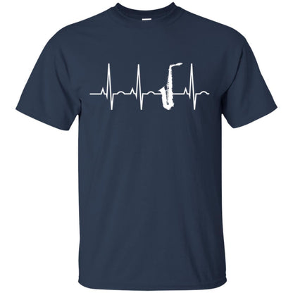 Saxophone Player T-shirt Saxophone Heartbeat T-shirt Navy
