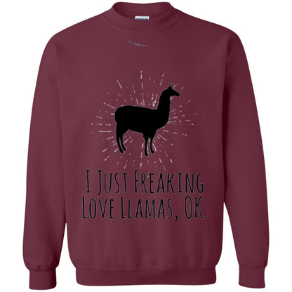 Funny Llama Lovers T-shirt I Just Freaking Love Llamas Ok Maroon
