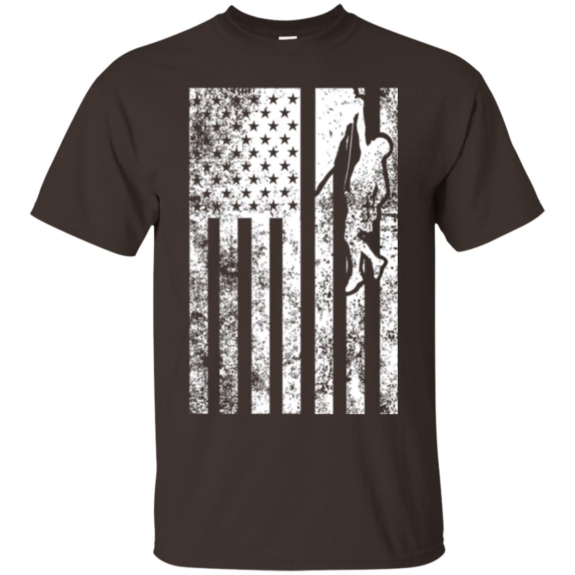 Rock Climbing T Shirt - Rock Climbing Flag Of United States T-shirt Dark Chocolate
