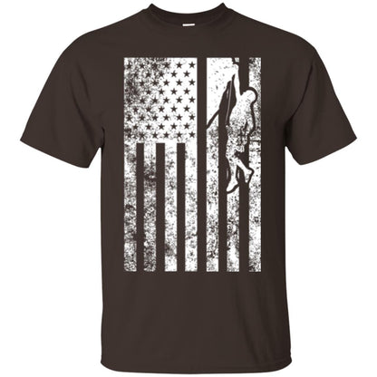 Rock Climbing T Shirt - Rock Climbing Flag Of United States T-shirt Dark Chocolate