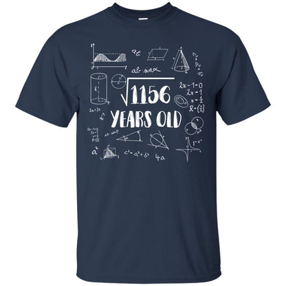 Square Root Of 1156 34th Birthday 34 Years Old Math T-shirt Navy