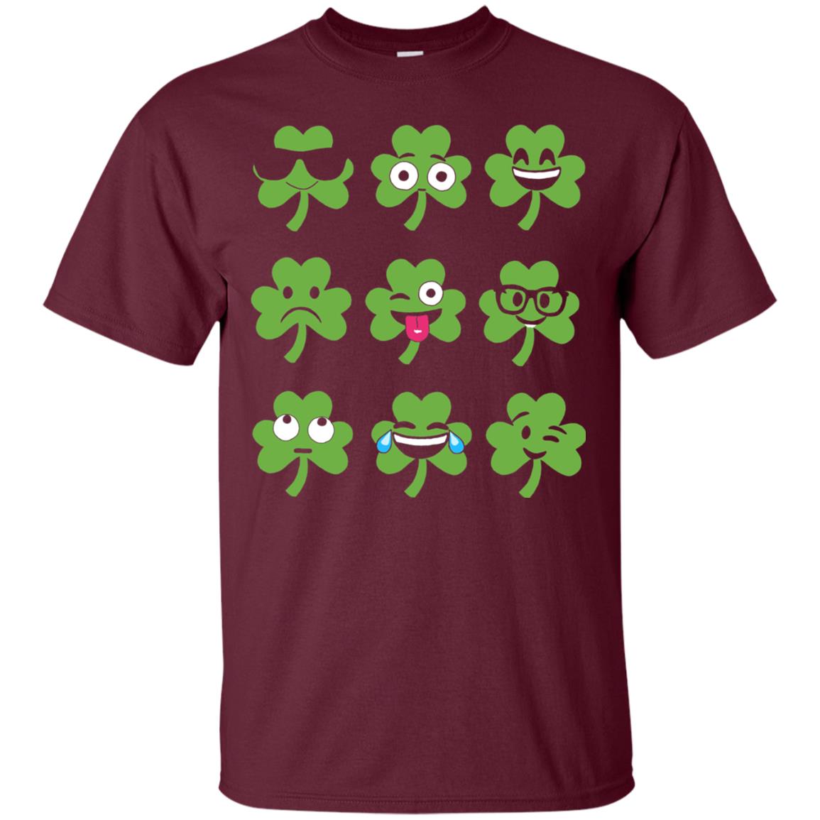 Emoji Shamrock St. Patrick_s Day T-shirt Maroon
