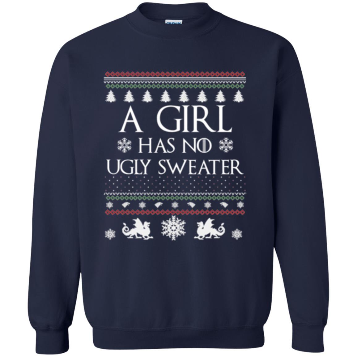 Christmas T-shirt Girl Has No Ugly Sweater Navy