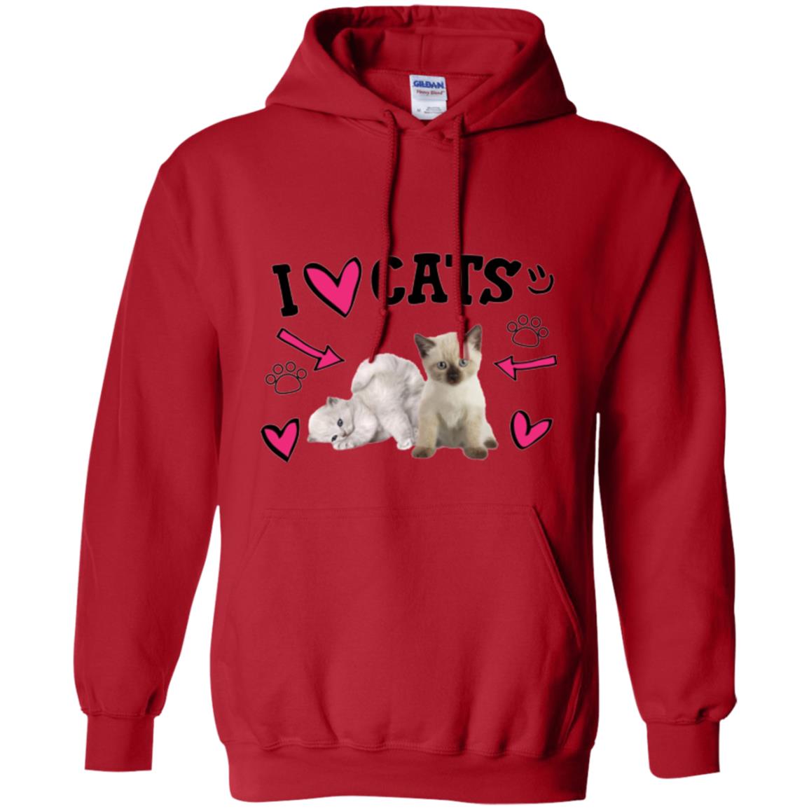 Cat Lover T-shirt I Love Cats Red