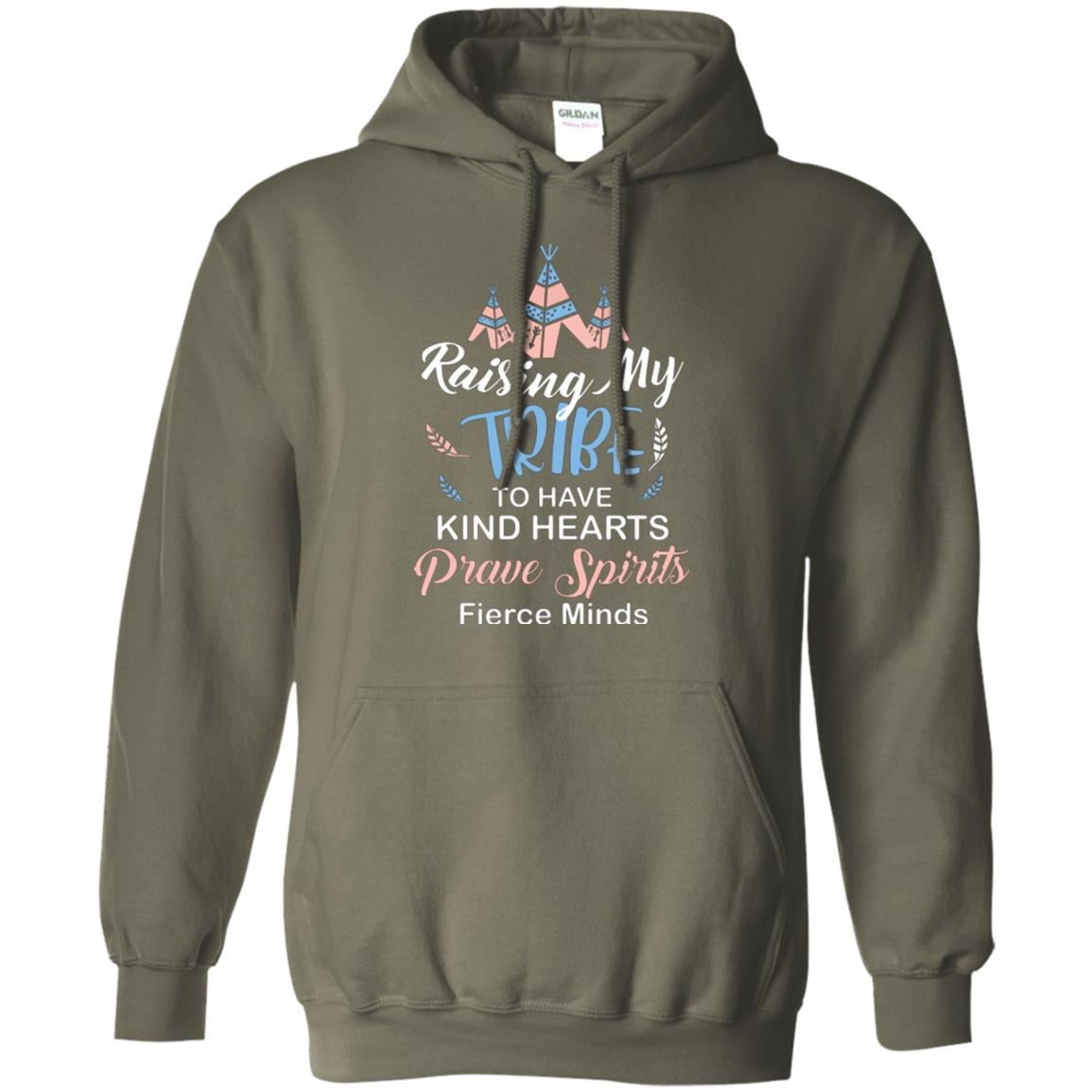 Mommy T-shirt Raising My Tribe To Have Kind Hearts Military Green