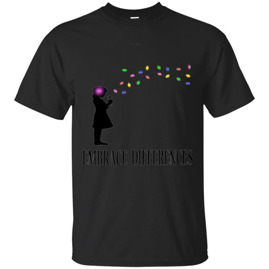 Autism Awareness T-shirt Embrace Differences T-shirt Black