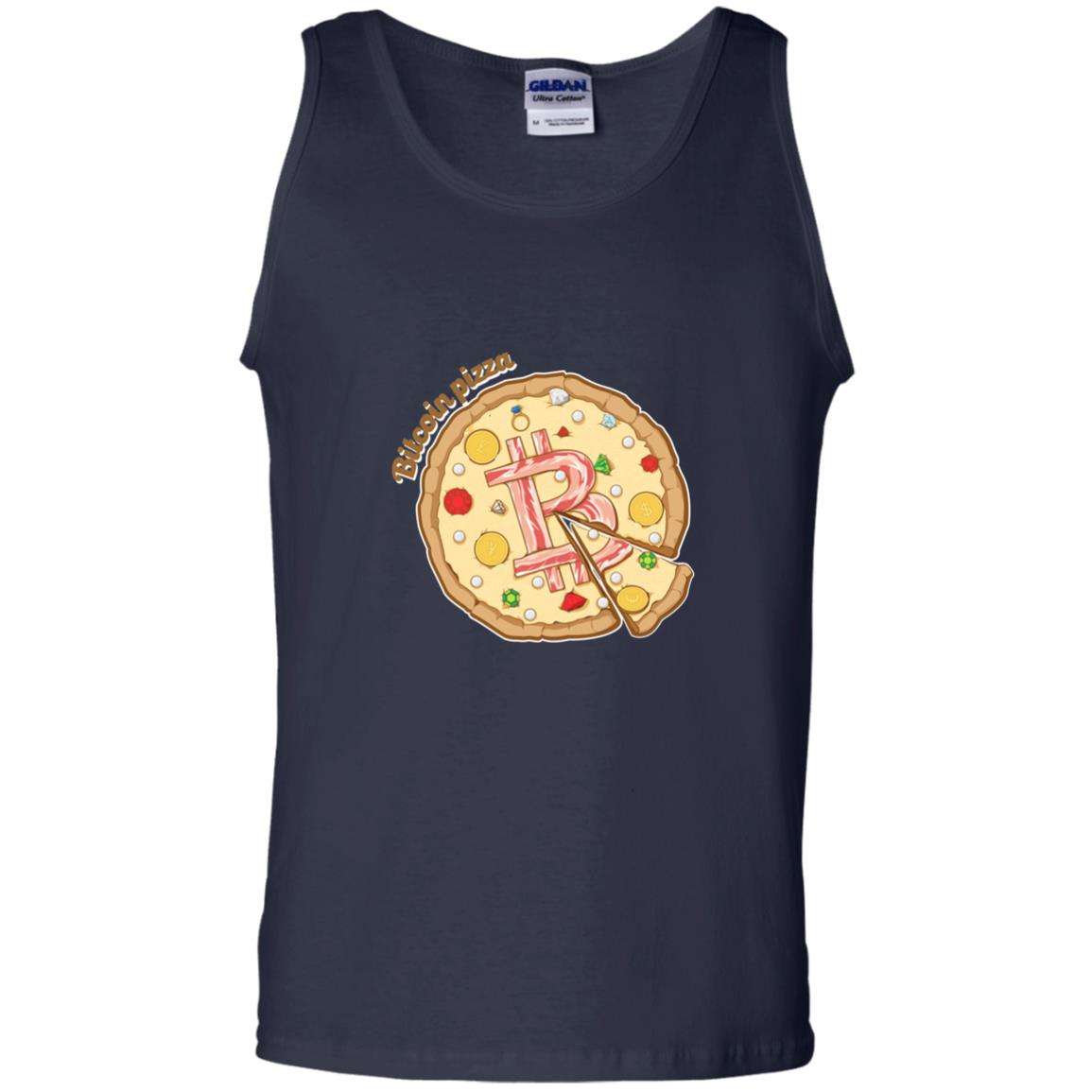 Funny Bitcoin Pizza T-shirt Crypto Currency Navy